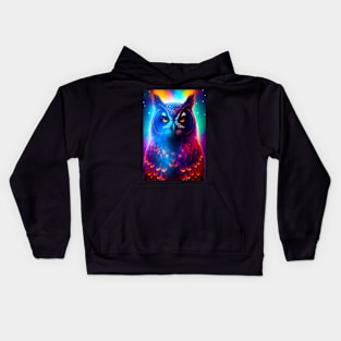 Vibrant Cosmic Owl Kids Hoodie